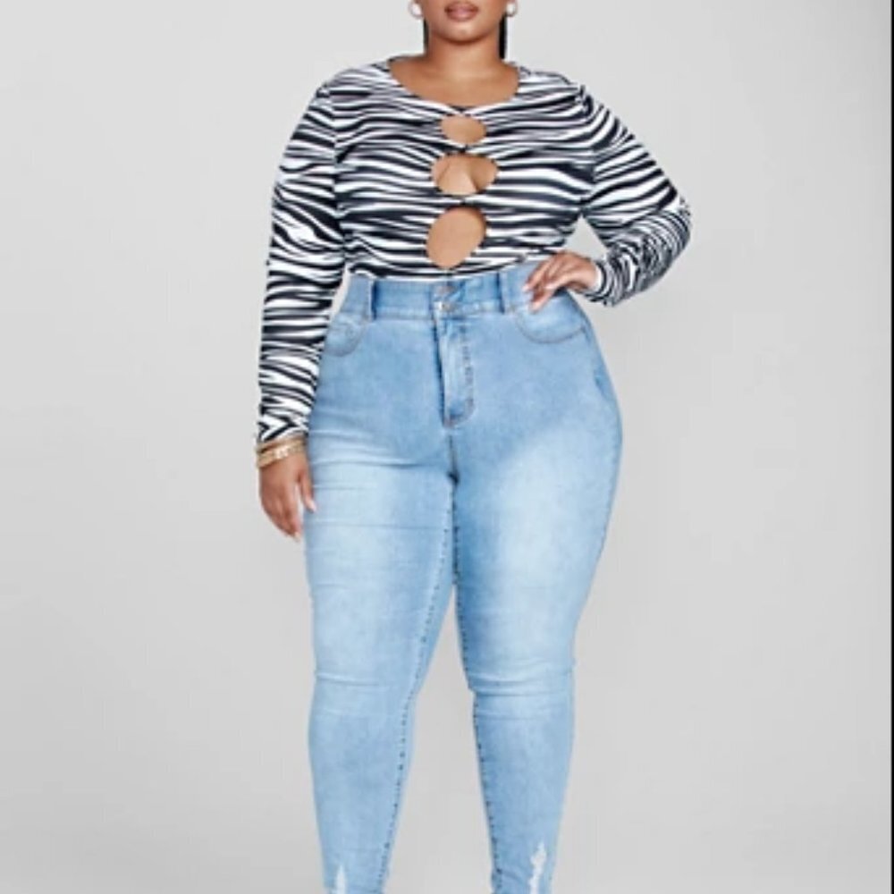 #83 New With Tags Fashion To Figure Lyla Zebra Print Cutout Top — image 3 of 3